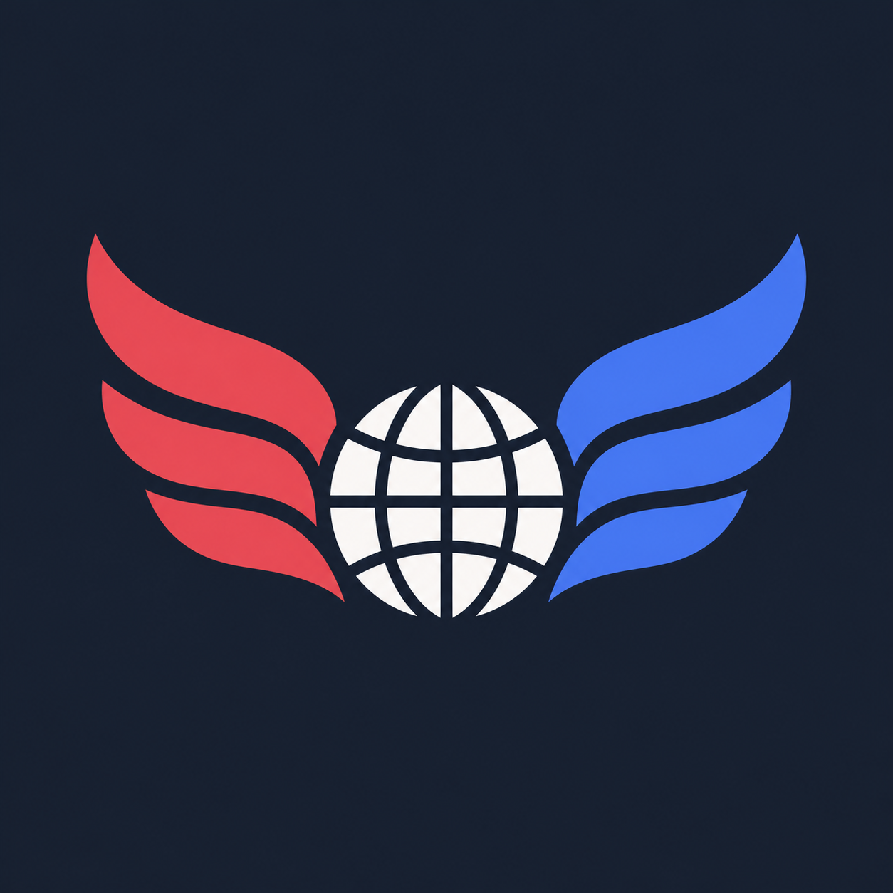 WingTalk: Earth between a red left wing and a blue right wing
